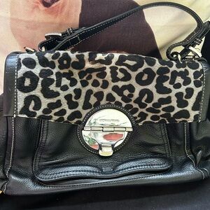 Michael Kors Black and Leopard Shoulder Bag